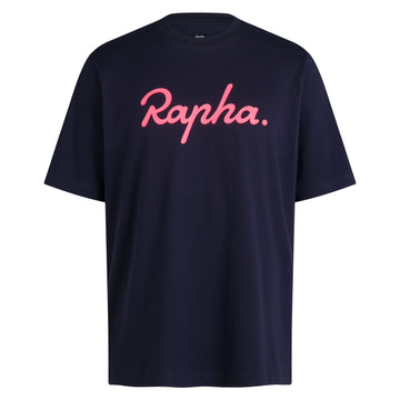 Rapha Men's Logo T-Shirt Dark Navy/High-Vis Pink -