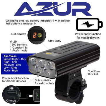 Azur Aurora 1200 Lumens With Power Bank Head Light