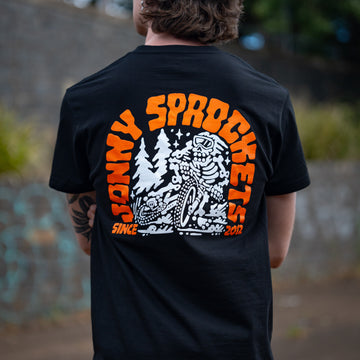 Jonny Sprockets Tee - Black/Orange Mountain Design -