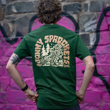 Jonny Sprockets Tee - Forest Green Mountain Design -
