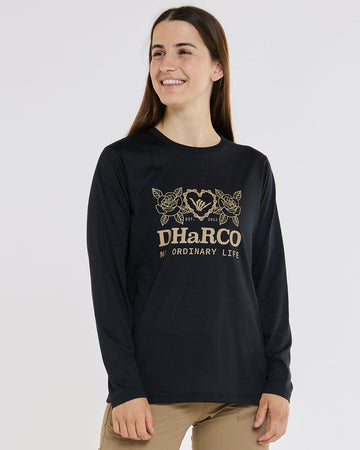 Dharco Womens Long Sleeve Tech Tee - Black -