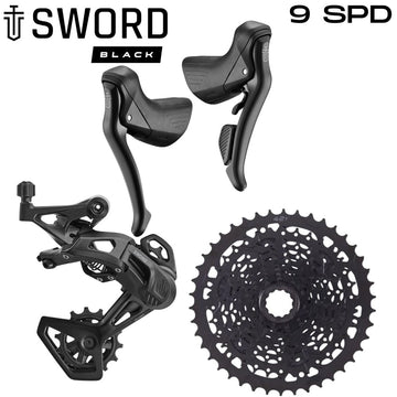 MICROSHIFT Sword Black Gravel Groupset - 1x9 Drop Bar Shifter - 11-42T Cassette