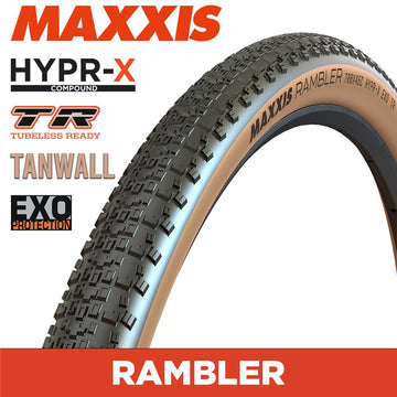 Maxxis Rambler Gravel - 700 X 45 120 TPI Folding - HYPR-X EXO TR - Tanwall
