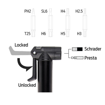 Mini Pump - Clever Valve + 8-In-1 Screwdriver