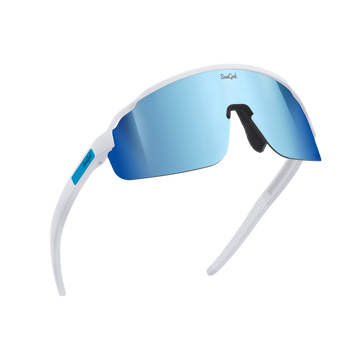 Sungod FORTY2s Matte White frame with 8KO Silver Blue lens