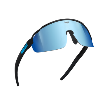 Sungod FORTY2s Matte Black frame with 8KO Silver Blue lens