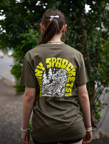 Jonny Sprockets Mountain Design Tee - Fluro Army -