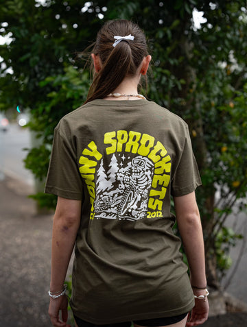Jonny Sprockets Mountain Design Tee - Fluro Army -