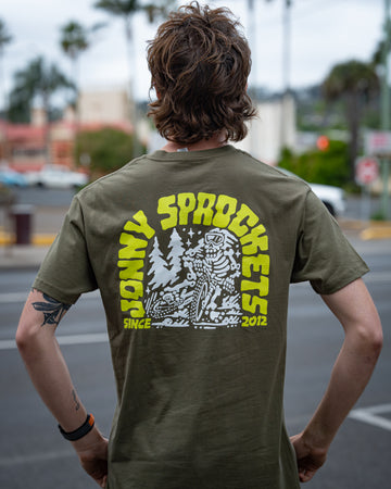 Jonny Sprockets Mountain Design Tee - Fluro Army -