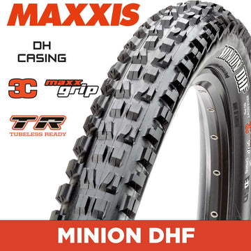 Maxxis Minion DHF - 27.5 X 2.50 Folding 60TPIx2 DH 3C MaxxGrip Tubeless Ready - Black Default Title