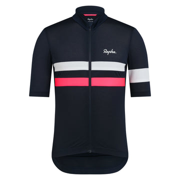 Rapha Men's Brevet Lightweight Jersey Dark Navy/Silver/High-Vis Pink -
