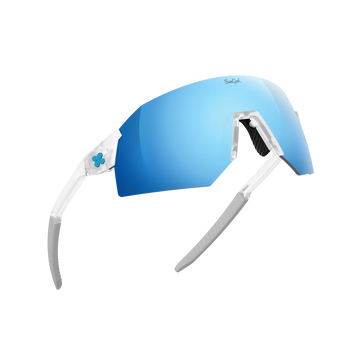 Sungod Ultras Frosted Clear frame with 8KO Silver Blue lens
