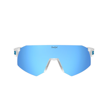 Sungod Ultras Frosted Clear frame with 8KO Silver Blue lens