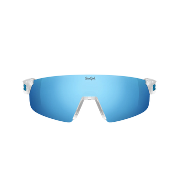 Sungod Ultras Air Frosted Clear frame with 8KO Silver Blue lens