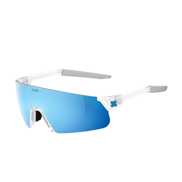 Sungod Ultras Air Frosted Clear frame with 8KO Silver Blue lens