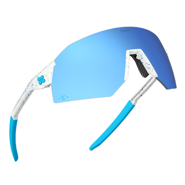 Sungod Tom Evans Signature Series - Speckled White Frames, 8KO Silver Blue Lenses