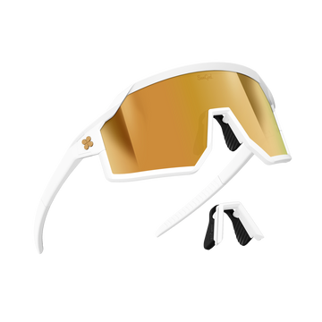 Sungod Vulcans Full-frame Matte White frame with 8KO Gold lens