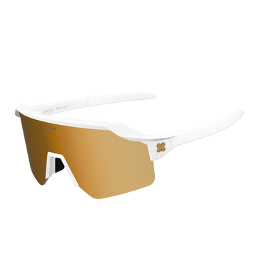 Sungod Vulcans Full-frame Matte White frame with 8KO Gold lens