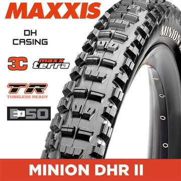 Maxxis Minion DHRII- 29 X 2.40 - E-50 eBike Folding TR 60x2 - DH 3C MaxxTerra - Black