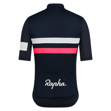 Rapha Men's Brevet Lightweight Jersey Dark Navy/Silver/High-Vis Pink -